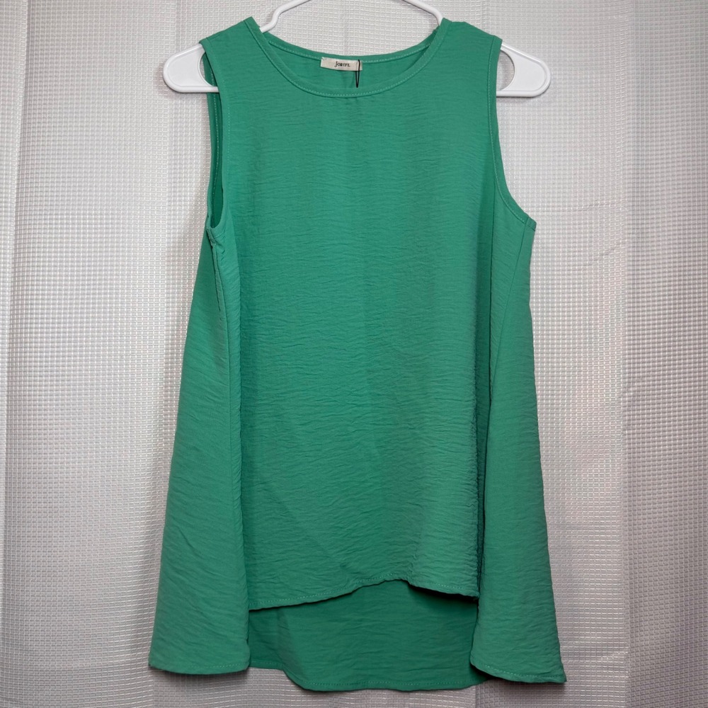 Jodifl High-Low Sleeveless Top Small Green Textured Tank
